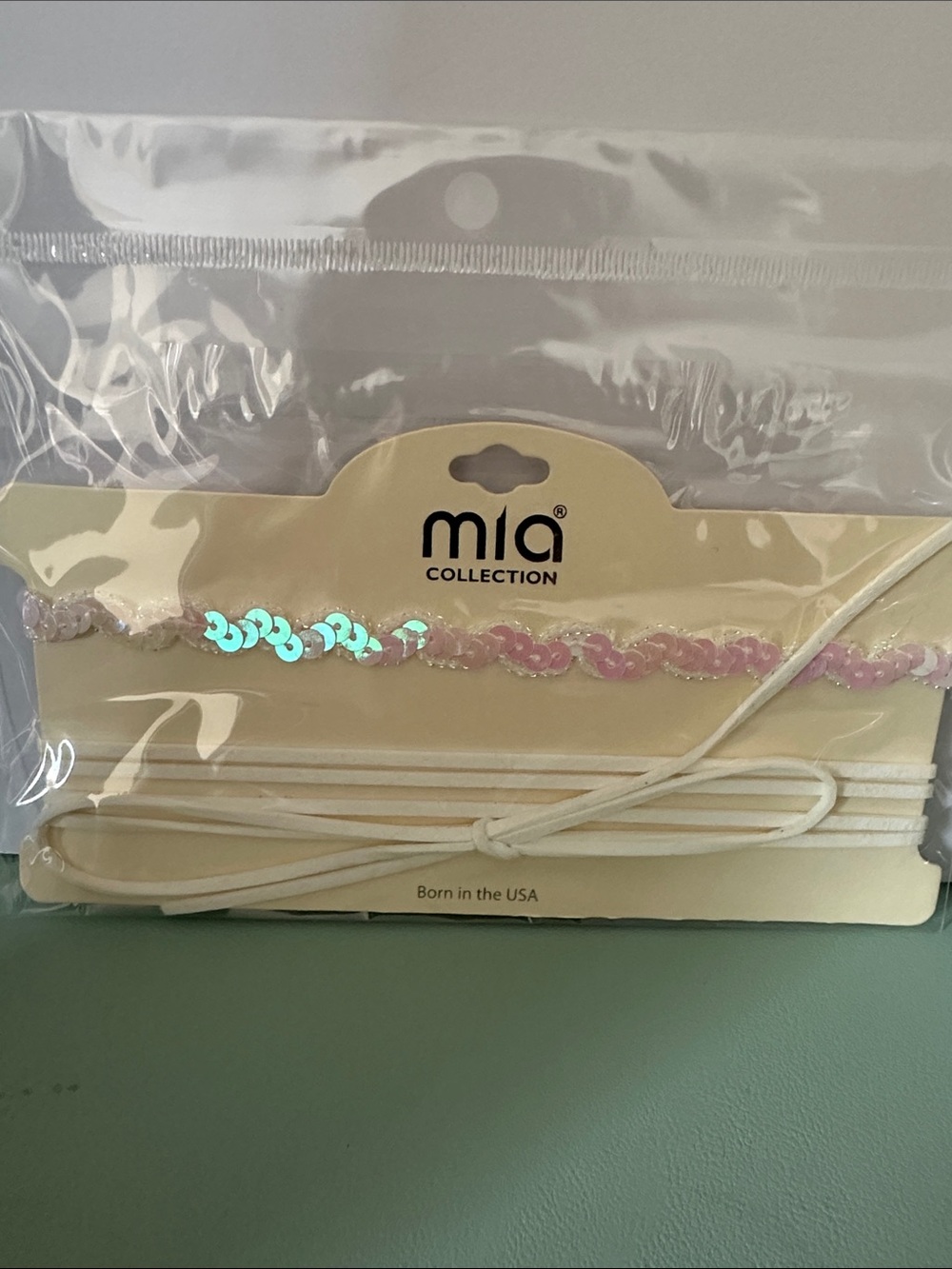 MIA Sequin Pink and Iridescent Layered Choker Set
